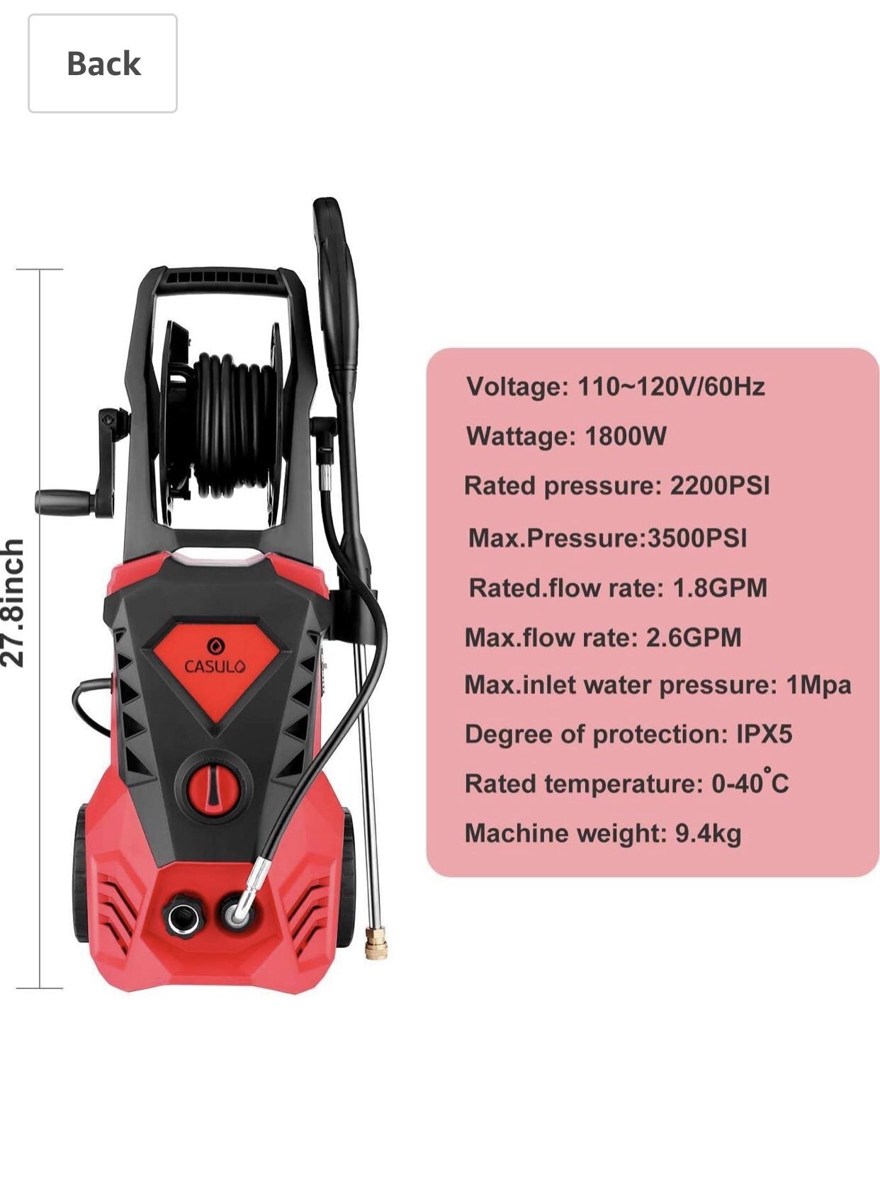 CASULO CASULO 3550PSI Electric High Pressure Washer