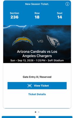 Season Opener  Chargers vs AZ Cardinals Tickets and Tailgating Pass