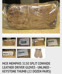 Work Gloves, Leather. Med, Large