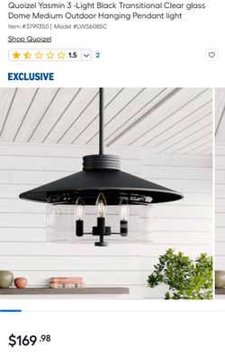 Quoizel Yasmin 3-Light Black Transitional Clear Glass