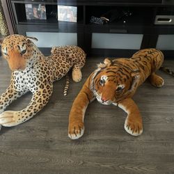 Large Stuffed Jaguar And Tiger 