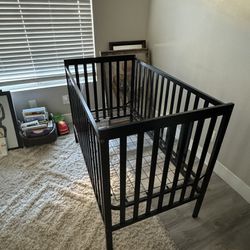 Black Wooden Baby Crib 