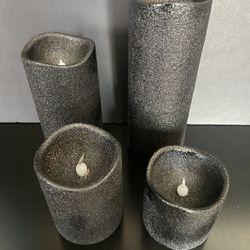 Flameless Candles — Halloween Décor-Set of 4 Black Textured