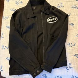 Obey denim zip up jacket