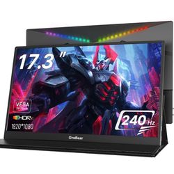 17.3" Portable Gaming screen 1080P HDR 𝙄𝙋𝙎 Screen 𝙍𝙂𝘽 𝘿𝙮𝙣𝙖𝙢𝙞𝙘 𝘽𝙖𝙘𝙠𝙡𝙞𝙜𝙝𝙩 HDMI USB-C Laptop Display Extender, PC Second Screen w/C