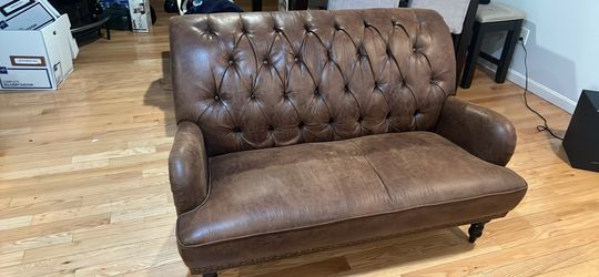 Brown leather couch