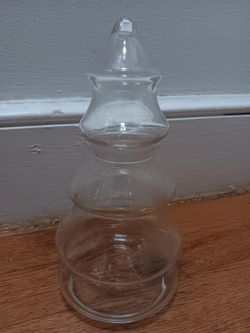 Clear Glass Christmas Tree Shaped Jar Container Canister