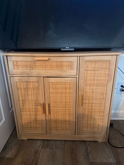 Natural Wood Rattan TV Stand / Storage Cabinet – Beautiful Boho Style