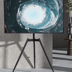 Artistic Easel TV Floor Stand -32 to 65 Inch LCD LED Flat Panel Curved Screen TVs up to 77 lbs, Portable Corner Studio Display Stand with Tripod Base