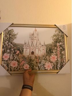 Hobby Lobby Framed Decorative Castle Floral Garden Print Multicolor 16x22"