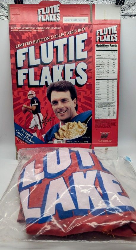 FLUTIE FLAKES LTD Edition CEREAL BOX, With New Promo Premium Doug Flute T Shirt!