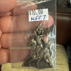 Vintage pressed metal pinback western badge 1950's