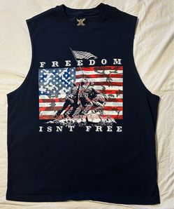 Faded Glory “Freedom Isn't Free” Patriotic July 4th Memorial Day Muscle Shirt Men size XL(46-48)
