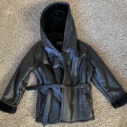 Women’s Leather Heavy Winter Jacket With Hood - XL