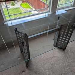 Steel and Glass Dining Table / Desk