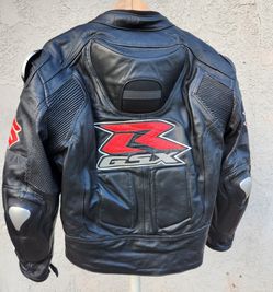 Suzuki GSXR Black Leather Motorcycle Jacket 