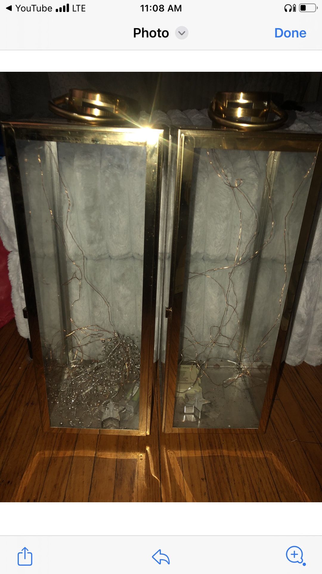 Two Tall Gold Candle Holders