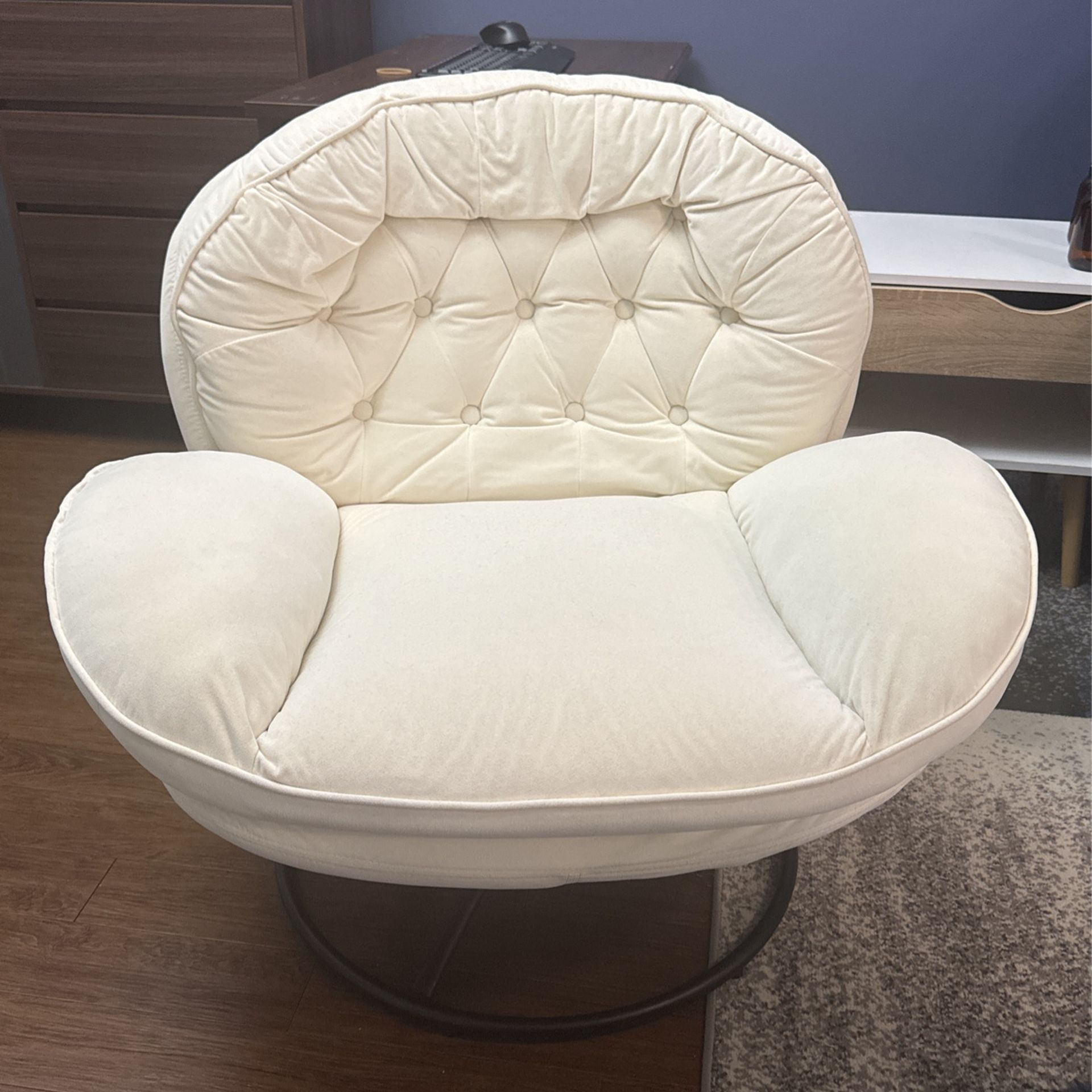 Kyler Velvet Swivel Accent Chair With Ottoman