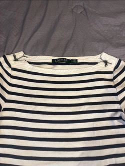Lauren Ralph Lauren Striped Top with Zip Detail