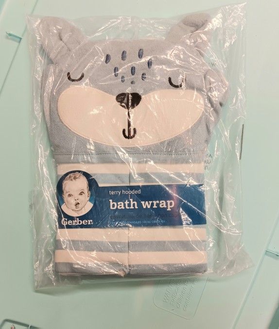Brand NEW Gerber Baby Bear Bath Towel Wrap 22"X 33"