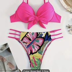 Brand New Hot Pink And Floral Bikini 