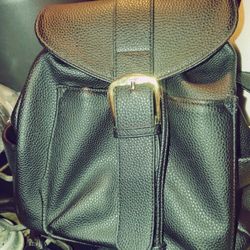 Black Leather Backpack 