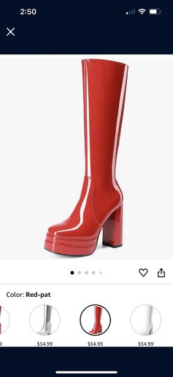 Red Leather Gogo Boots