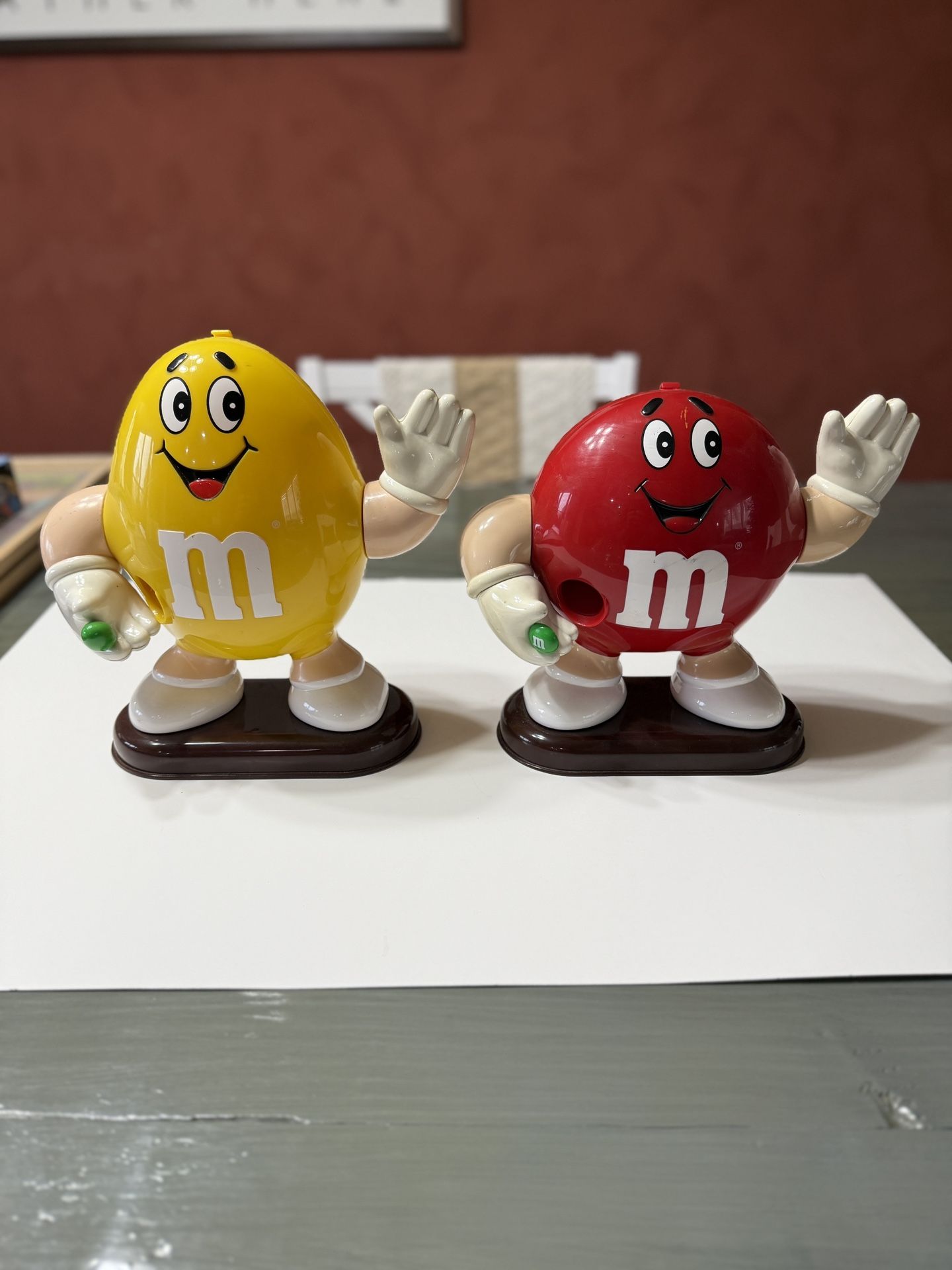 M&M’s Character Figurine Candy Dispensers - Yellow and Red (Set of 2)