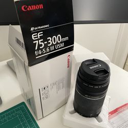 Canon EF 75-300mm f/4-5.6 III USM Telephoto Zoom Lens NEW In Box