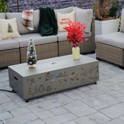 LED Christmas Propane Fire Pit Table For Patio Furniture