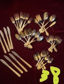 Gold-Plated Stainless Steel Cutlery Set (38 Pieces)
