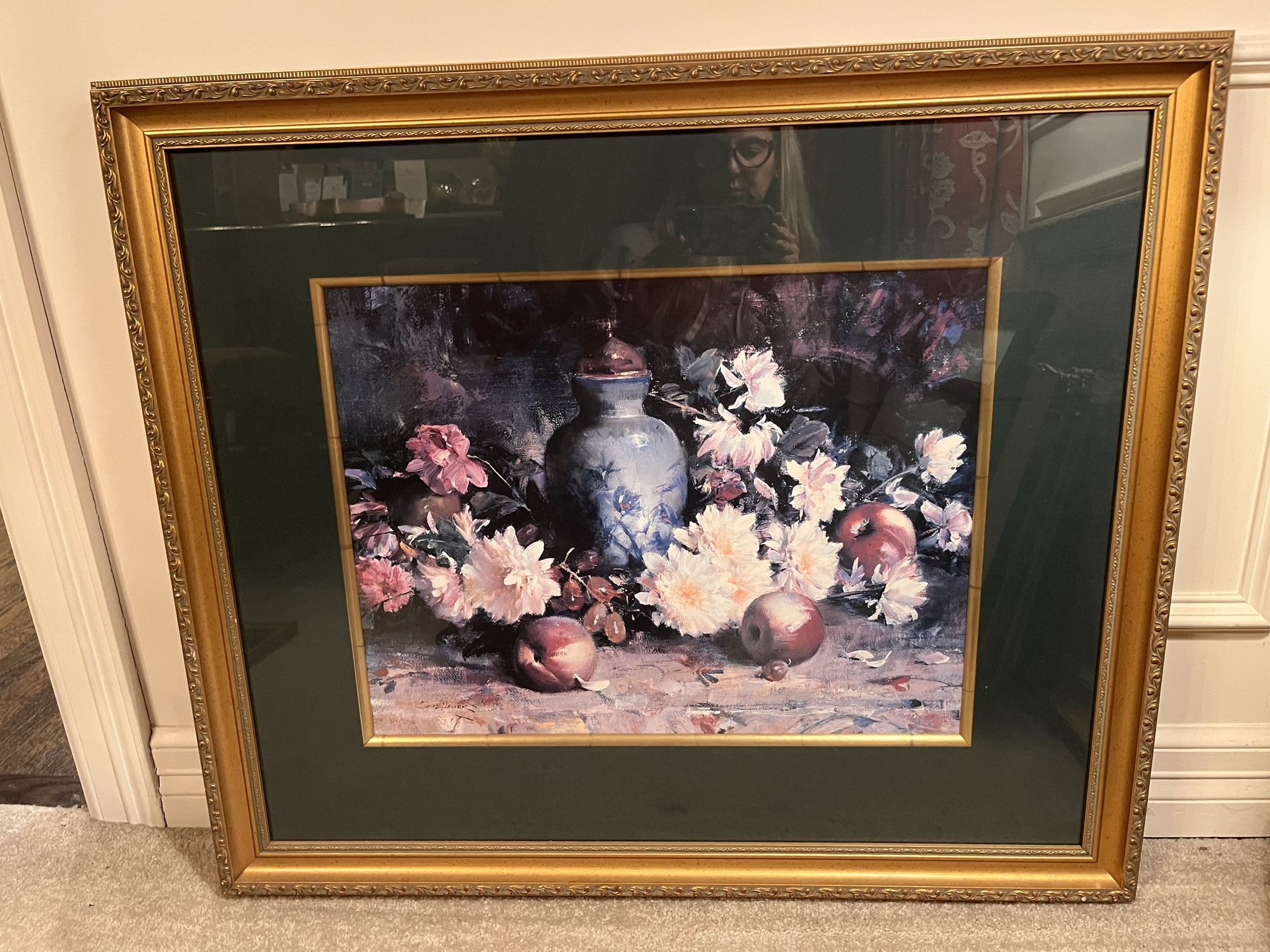 Gold Framed Print Flowers and Vase