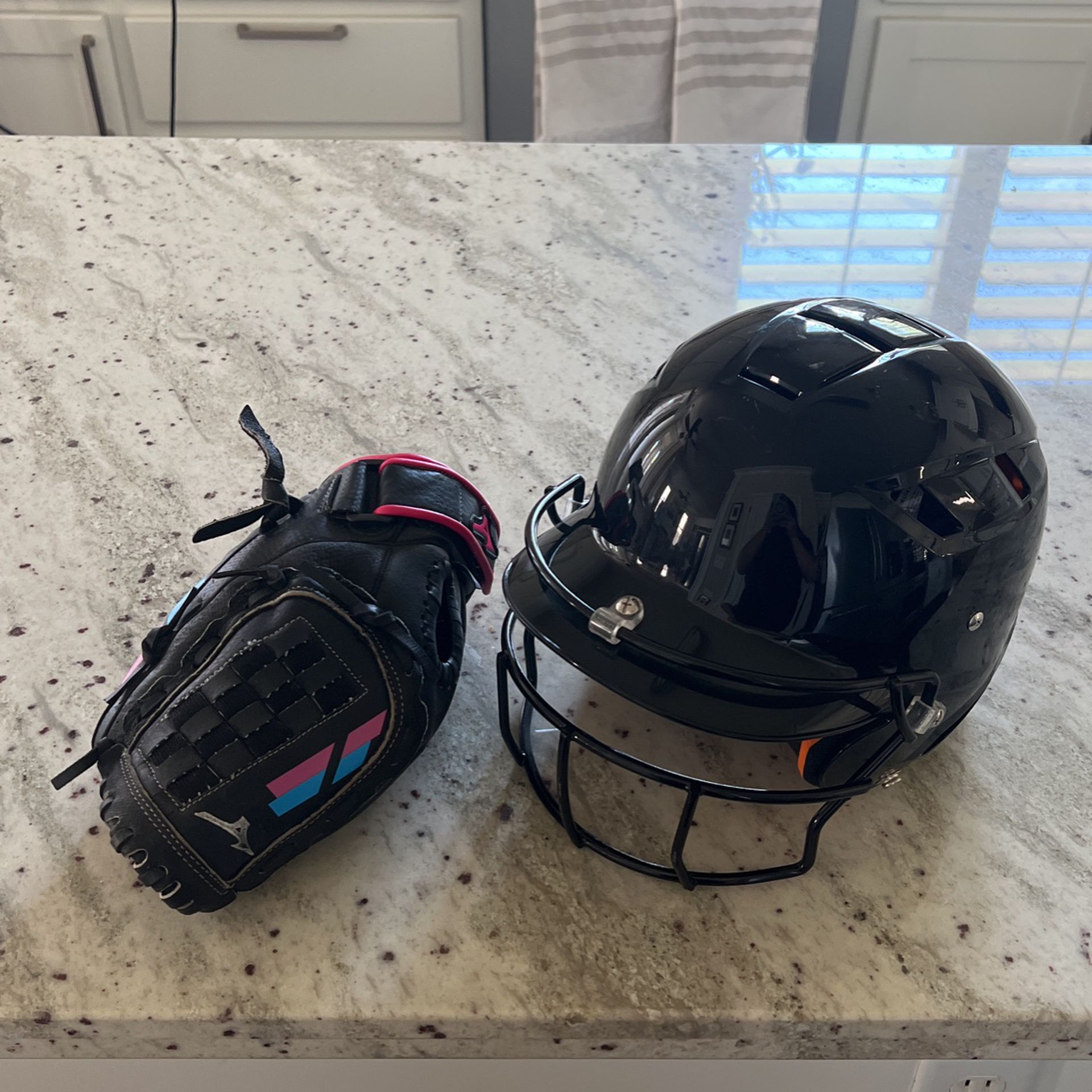Youth Softball Helmet & Gloves