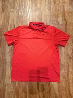Nike Golf Mens XL Coral Red Dri-FIT Short Sleeve Polo Shirt Swoosh Logo