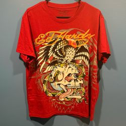 Ed Hardy Red Eagle Snake Eyes W/ Rhinestones Tee Size Medium & Large Brand New
