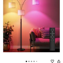 Floor Lamp with RGBW Light, 3-Light Arc Floor Lamps for Living Room, Modern Tall Standing Lamp with Adjustable Heads, Mid Century Corner Lamp with Rem
