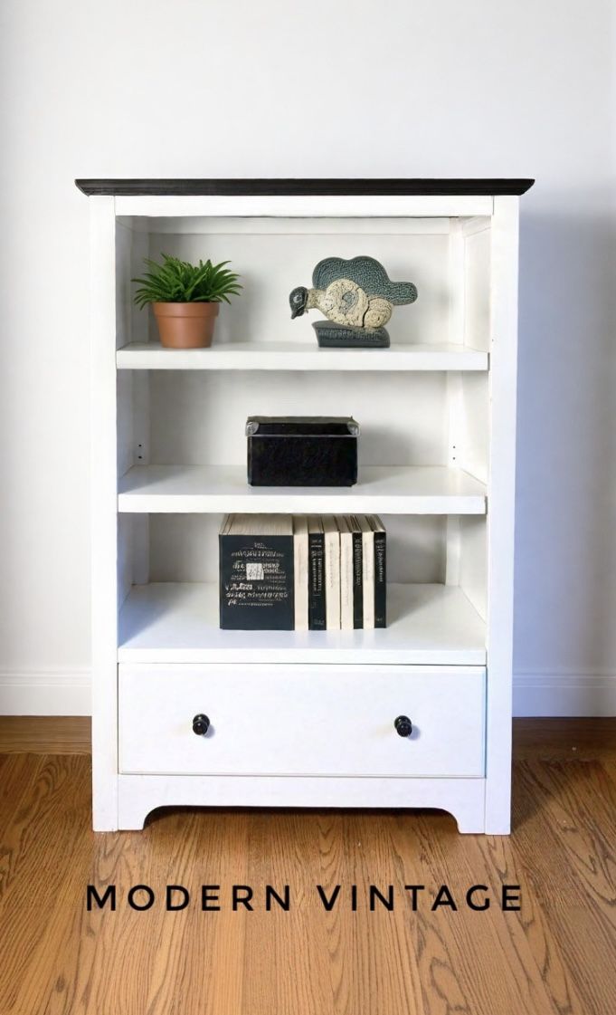 White Bookcase With a Drawer