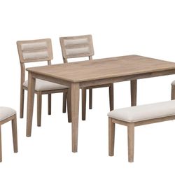 LUMISOL Farmhouse Dining Table Set for 6