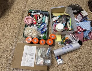 Art & Craft Supplies Lot — Paints, Fabric, Sewing & School Supplies