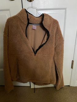 Brown Sherpa Fleece Half Zip-Up Girls Size XL 15-17