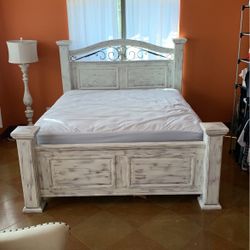 California King White Washed Bed Frame