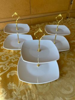 Gold Two Tier China Stands