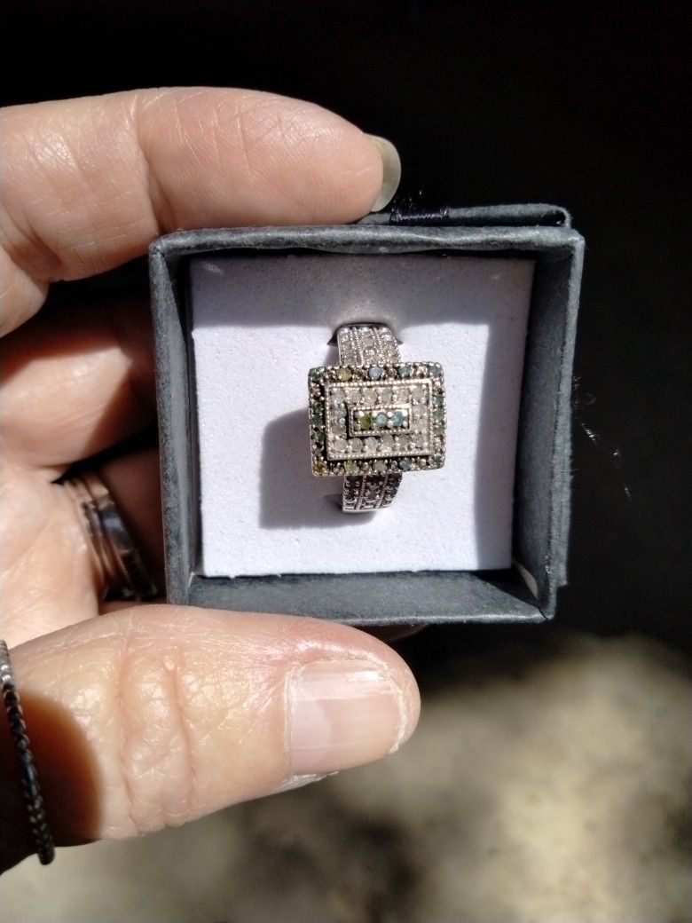 Sterling Silver And Diamond Chips