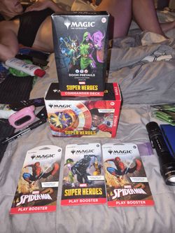 MTG - Marvel Super Heroes - Commander Deck, Booster Bundle (9, 14-Card Booster Packs), 3 Regular Booster Packs (14 cards each)