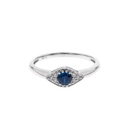 14K WHITE GOLD  BLUE SAPPHIRE RING