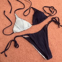 New small blue triangle bikini swimsuit bathing suit boho navy festival outfit