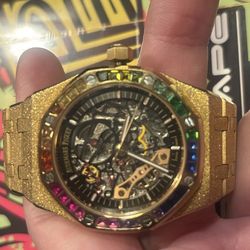 FROSTED SKELETON AP WITH RAINBOW BEZEL