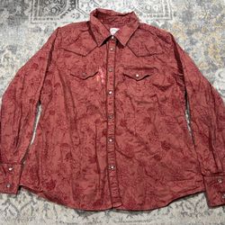 Levis Red Tab Pearl Snap Shirt Womens Size L Floral Long Sleeve