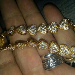 Sterling silver bracelets Heart Big Stone Real