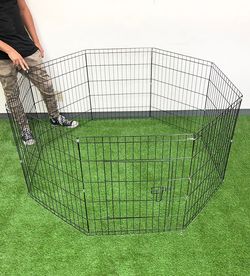 (NEW) $44 Dog 8-Panel Playpen, Each Panel 30” Tall X 24” Wide Metal Pet Gate Exercise Fence Crate Kennel